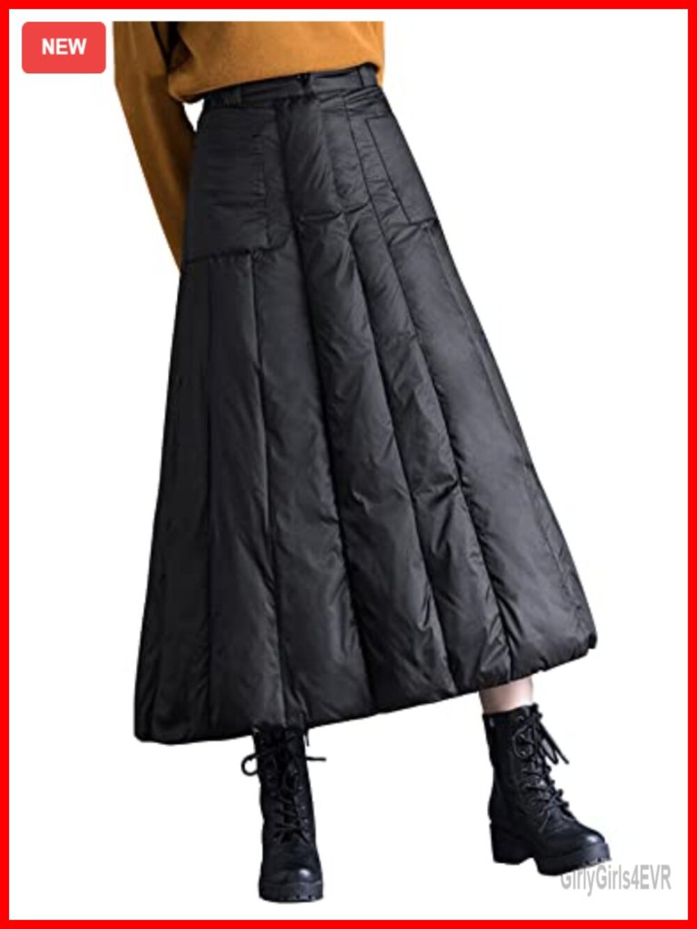 Women's Winter Insulated A Line Down Long Maxi Skirt Snap Button Pockets